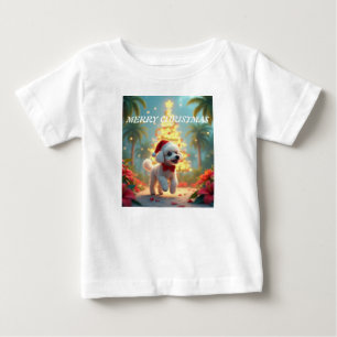 Camiseta Para Bebê Feliz natal cachorrinho