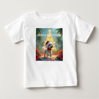 Camiseta Para Bebê Feliz natal cachorrinho