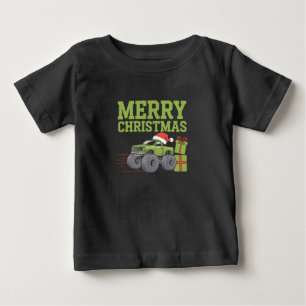 Camiseta Para Bebê Feliz Natal Caminhão Monstro Meninos Crianças Nata