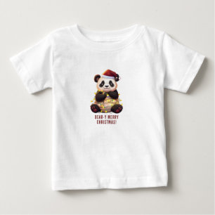 Camiseta Para Bebê Feliz Natal! Camiseta Panda Bebê Jogada
