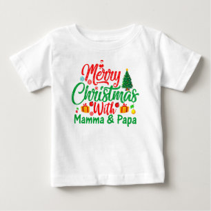 Camiseta Para Bebê Feliz Natal com a Mamãe e o Papai-42705