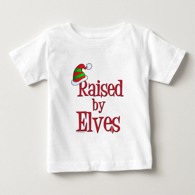 Camiseta Para Bebê Feliz Natal Criado pela Família Elves (Frente)