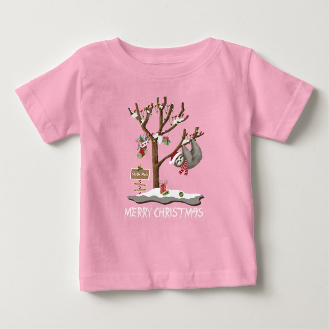 Camiseta Para Bebê FELIZ NATAL da criança de PÓLO da PREGUIÇA (Frente)
