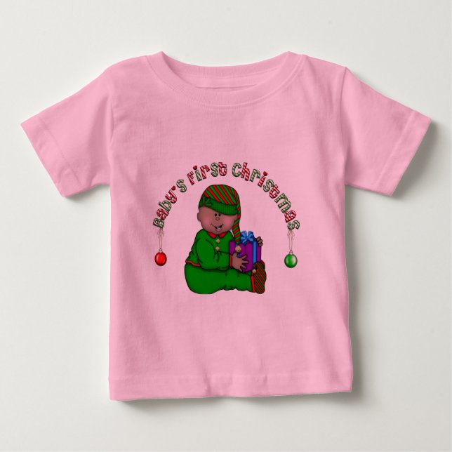 Camiseta Para Bebê Feliz Natal de 1rua afro-americano (Frente)
