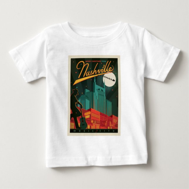 Camiseta Para Bebê Feliz Natal de Nashville (Frente)