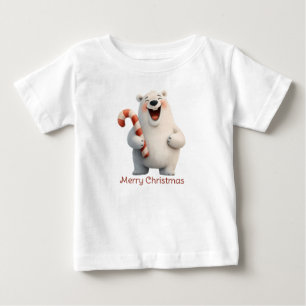 Camiseta Para Bebê Feliz Natal Design do Urso Polar Bonito