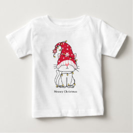 Camiseta Para Bebê Feliz Natal Engraçado Gato de Natal Bonito