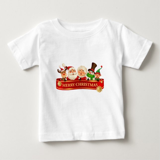 Camiseta Para Bebê Feliz Natal, Feliz ano novo (Frente)