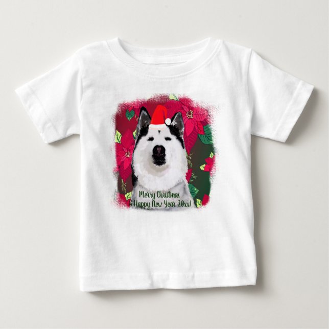 Camiseta Para Bebê Feliz Natal, Feliz ano novo (Frente)