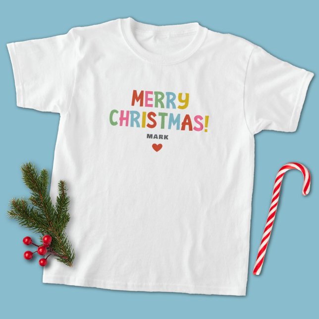 Camiseta Para Bebê Feliz Natal Feliz Bebê Familiar (Cute colorful Christmas kids t-shirt. So festive and fun for family pictures.)