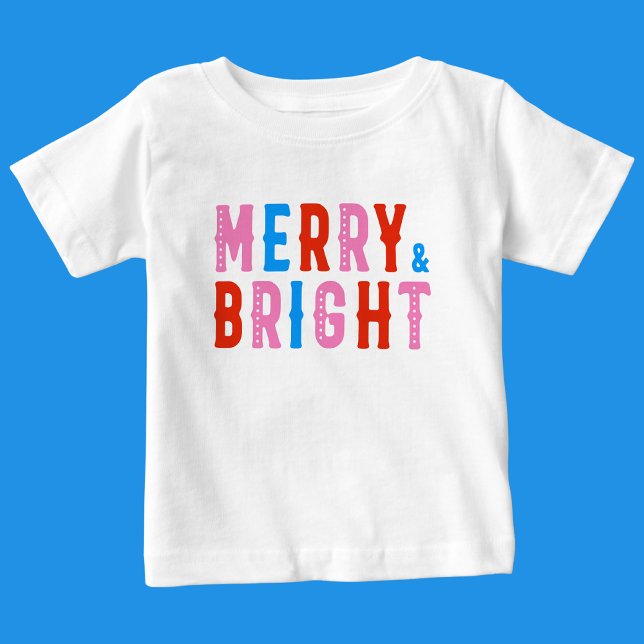 Camiseta Para Bebê Feliz Natal, Feliz e Brilho (Criador carregado)