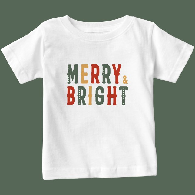 Camiseta Para Bebê Feliz Natal, Feliz e Brilho (Criador carregado)