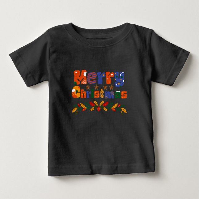 Camiseta Para Bebê Feliz Natal Férias (Frente)