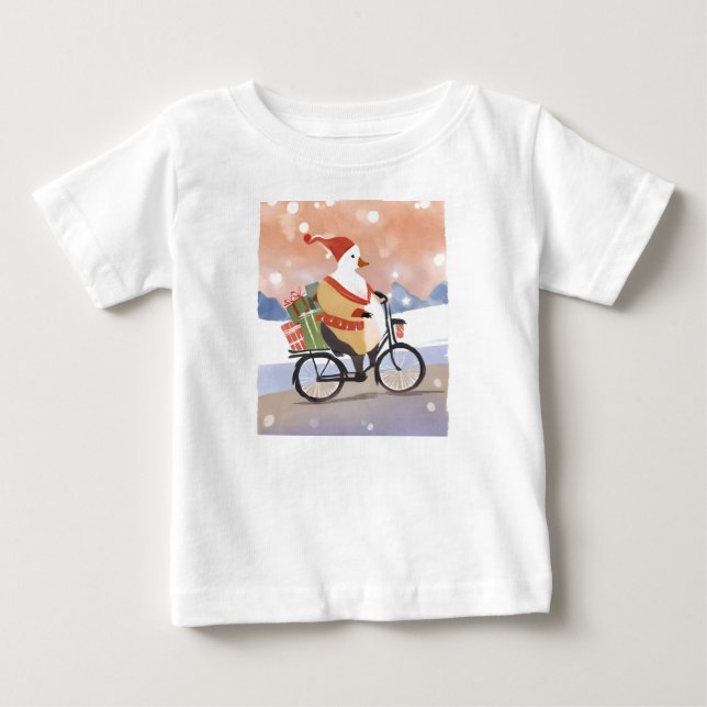 Camiseta Para Bebê Feliz Natal ganso (Frente)