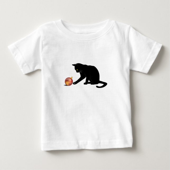 Camiseta Para Bebê Feliz Natal Gato Engraçado (Frente)