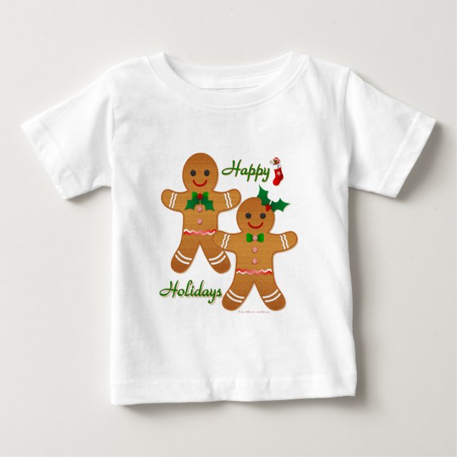 Camiseta Para Bebê Feliz Natal Gingercake Man Boy (Frente)