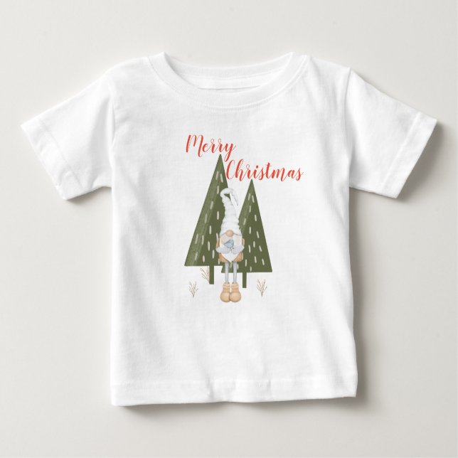 Camiseta Para Bebê Feliz Natal Gnomo Correspondente (Frente)