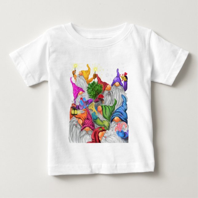 Camiseta Para Bebê Feliz Natal Gnomos - Camiseta de Bebê (Frente)