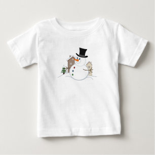 Camiseta Para Bebê Feliz Natal - Ilustração do Homem de Neve