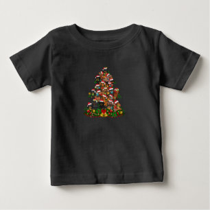 Camiseta Para Bebê Feliz Natal Luzes de árvore de Natal de Cão