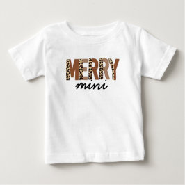 Camiseta Para Bebê "Feliz Natal" Moderno Bloqueio de Cor Leopard Boho