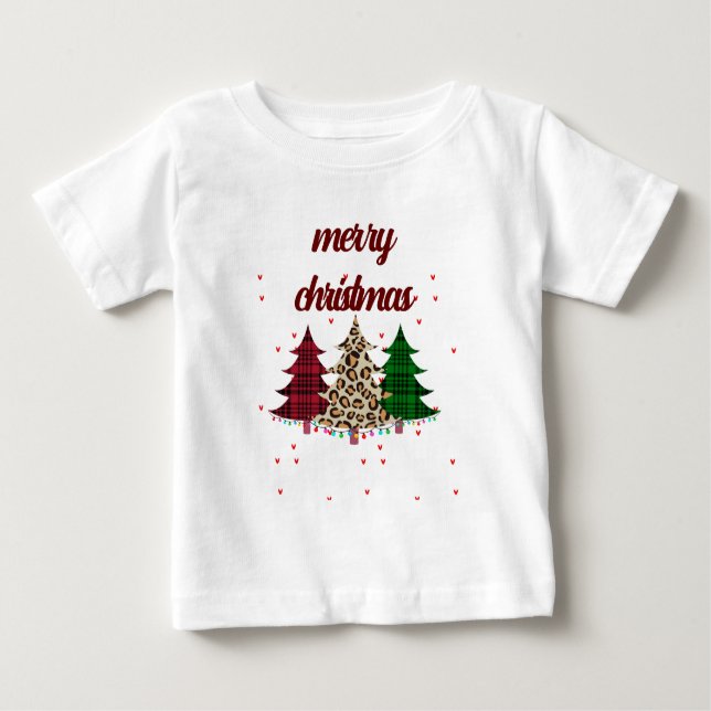 Camiseta Para Bebê Feliz Natal Moderno e Elegante (Frente)