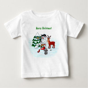 Camiseta Para Bebê Feliz Natal! Neve com Amigos