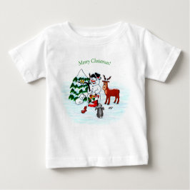 Camiseta Para Bebê Feliz Natal! Neve com Amigos