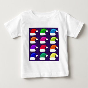 Camiseta Para Bebê Feliz Natal Papai Noel Vermelho Azul Roxo Verde
