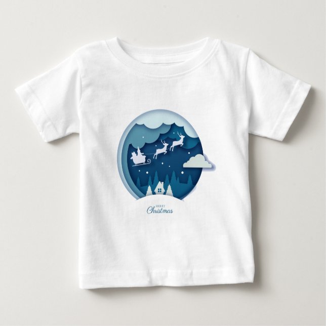 Camiseta Para Bebê Feliz Natal - Papais noeis com T-Shirt a cair na n (Frente)