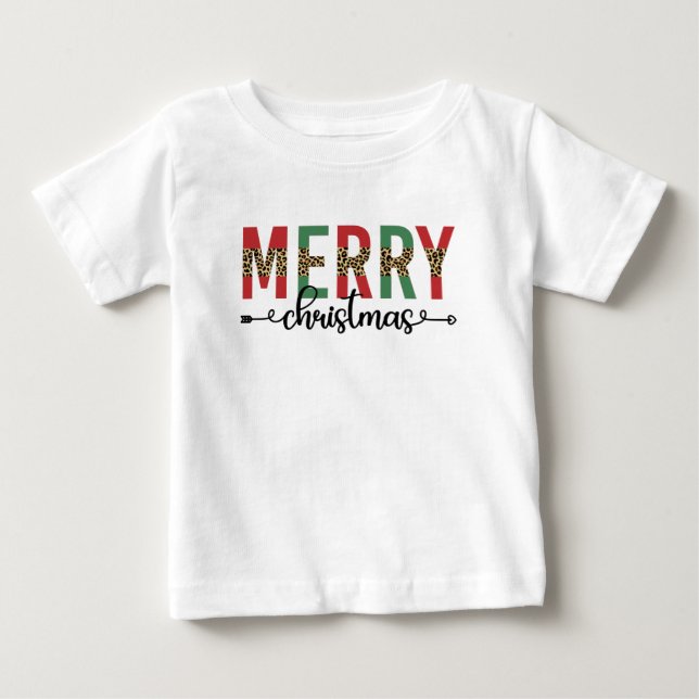 Camiseta Para Bebê Feliz Natal Presentes de Celebração de Natal em Fa (Frente)