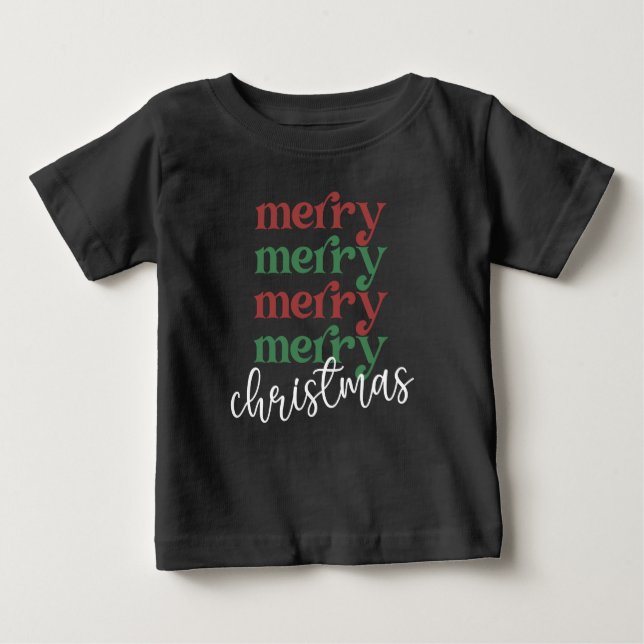 Camiseta Para Bebê Feliz Natal Presentes de Celebração de Natal em Fa (Frente)
