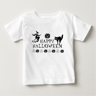 Camiseta Para Bebê Feliz Natal preto branco assustador