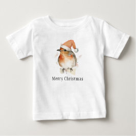 Camiseta Para Bebê Feliz Natal Robin Inverno Pássaro Vida Selvagem El