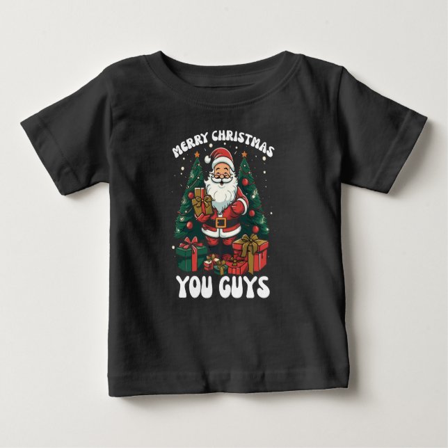 Camiseta Para Bebê Feliz Natal Você Cara Papai Noel (Frente)