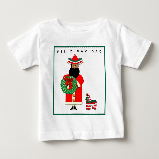 Camiseta Para Bebê Feliz Navidad T-Shirt (Frente)