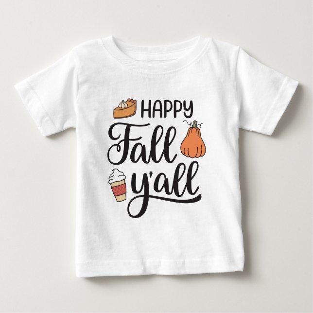 Camiseta Para Bebê Feliz outono Y (Frente)