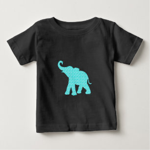 Camiseta Para Bebê Feliz padrão de elefante-arte preto