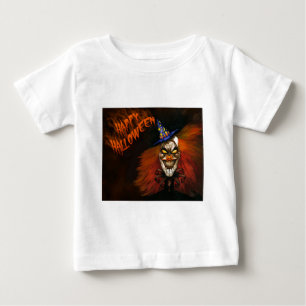 Camiseta Para Bebê Feliz Palhaço Assustador do Halloween