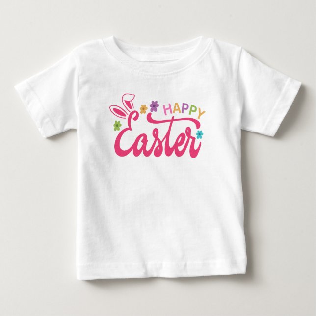 Camiseta Para Bebê Feliz Páscoa (Frente)