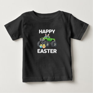 Camiseta Para Bebê Feliz Páscoa Caminhão Monstro Crianças Feriado