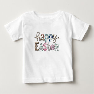 Camiseta Para Bebê Feliz Páscoa Coelhinho Floral Fofo Primavera Leopa