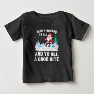 Camiseta Para Bebê Feliz Peixe Engraçado Pesca Pescador Xmas