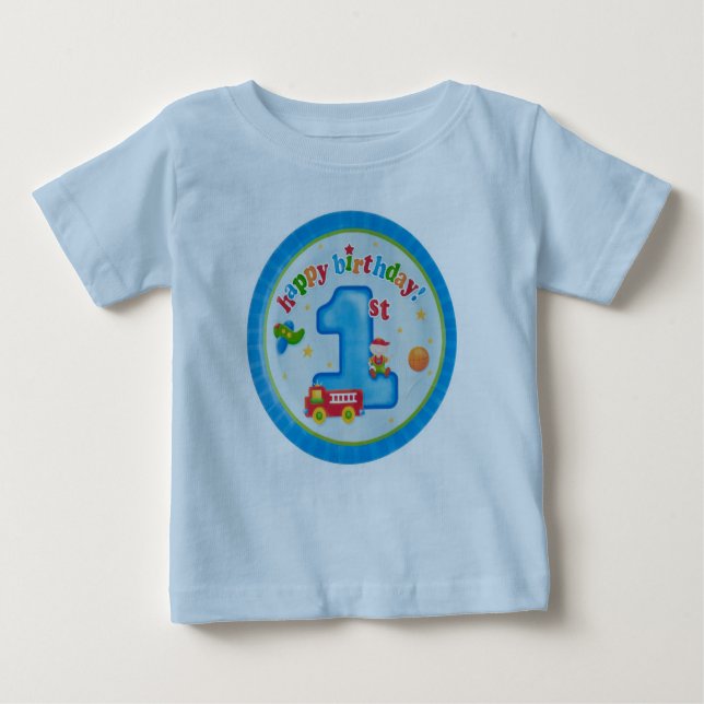 Camiseta Para Bebê feliz primeiro aniversário (Frente)
