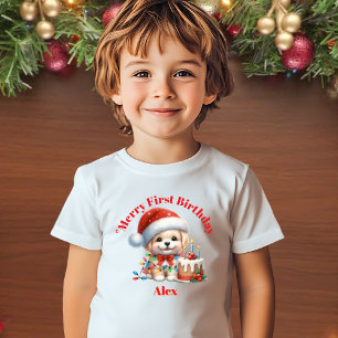 Camiseta Para Bebê Feliz Primeiro Aniversário Presente de Natal