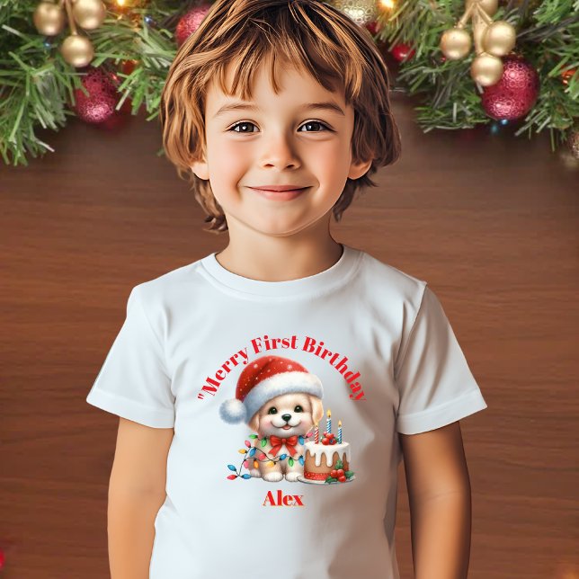 Camiseta Para Bebê Feliz Primeiro Aniversário Presente de Natal (Criador carregado)