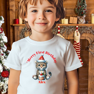 Camiseta Para Bebê Feliz Primeiro Aniversário Presente de Natal