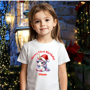 Camiseta Para Bebê Feliz Primeiro Aniversário Presente de Natal