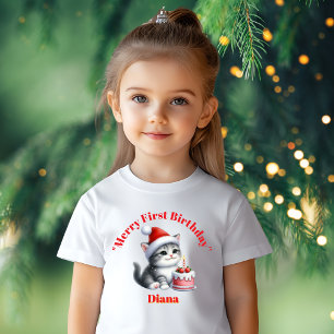 Camiseta Para Bebê Feliz Primeiro Aniversário Presente de Natal