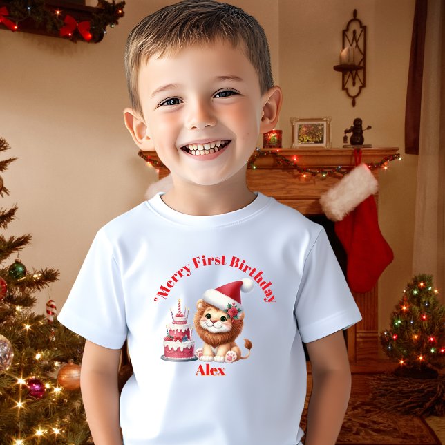 Camiseta Para Bebê Feliz Primeiro Aniversário Presente de Natal (Criador carregado)